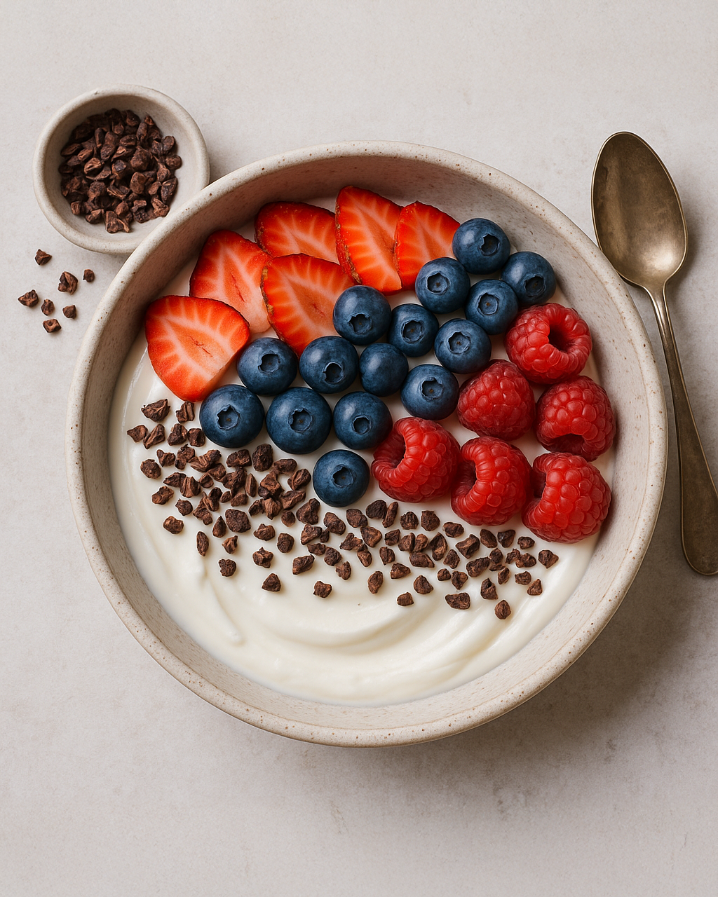 Yogurt Berry Bowl with Cacao Nibs